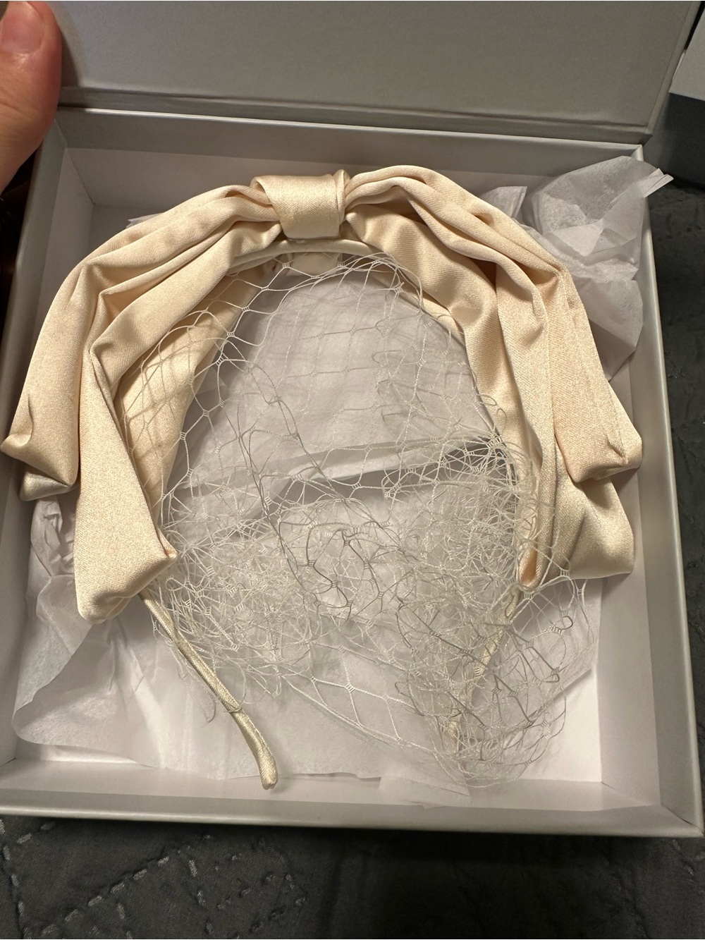 Ivory headband veil